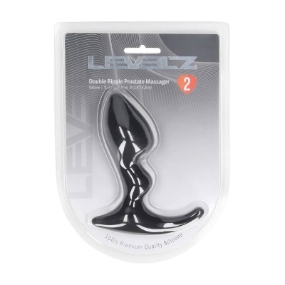 Double Ripple Silicone Prostate Massager - Black - 1