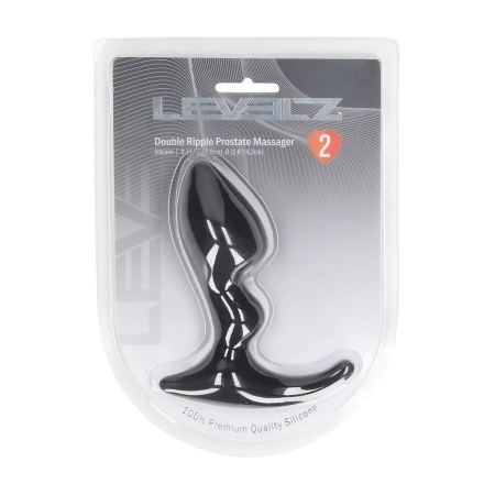 Double Ripple Silicone Prostate Massager - Black - 1