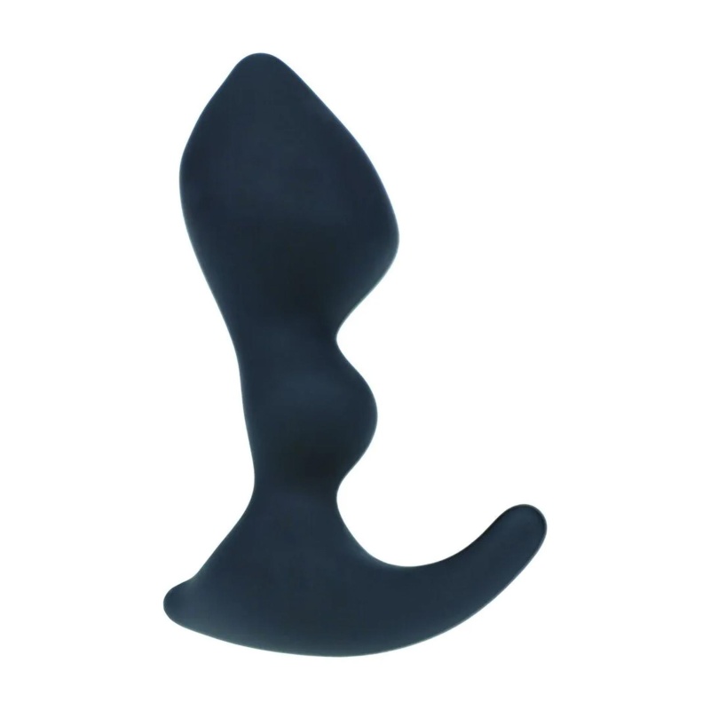 Double Ripple Silicone Prostate Massager - Black - 4