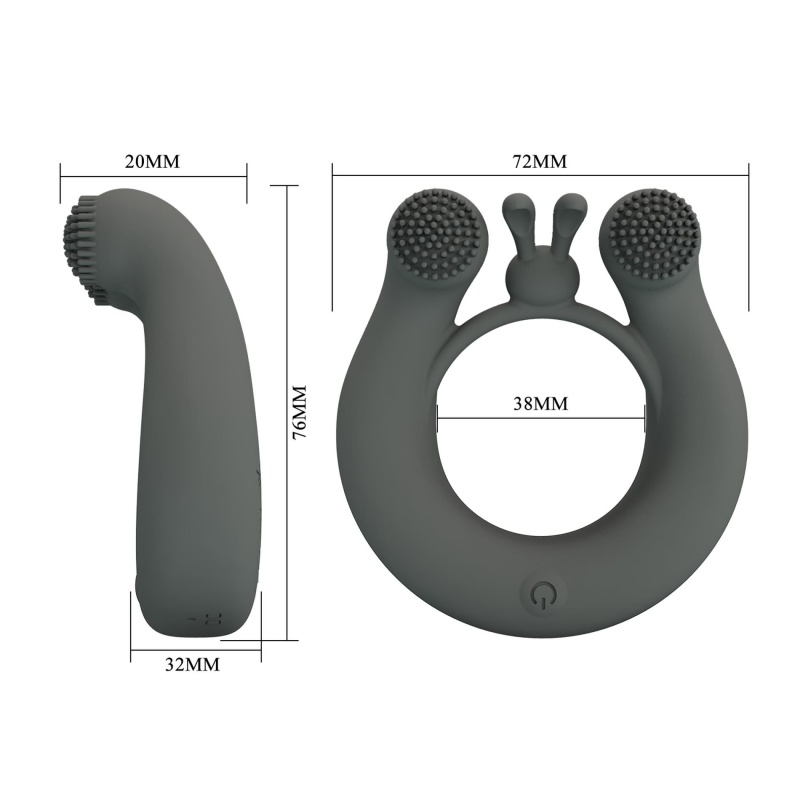Pierścień erekcyjny Master Ring z dwoma silnikami i wypustkami - 6 cm - 9