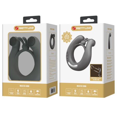 Pierścień erekcyjny Master Ring z dwoma silnikami i wypustkami - 6 cm - 12