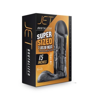 Brutalizer Black - realistyczne dildo z bezporowatego PVC, średnica 9,5 cm, długość całkowita 38,1 cm - 1
