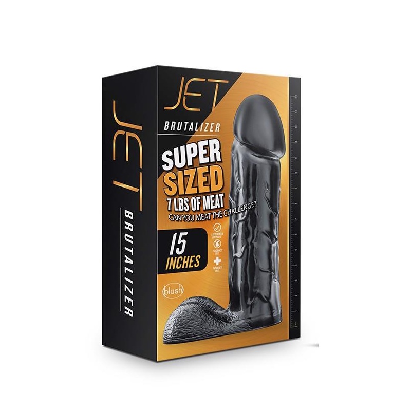 Brutalizer Black - realistyczne dildo z bezporowatego PVC, średnica 9,5 cm, długość całkowita 38,1 cm - 1