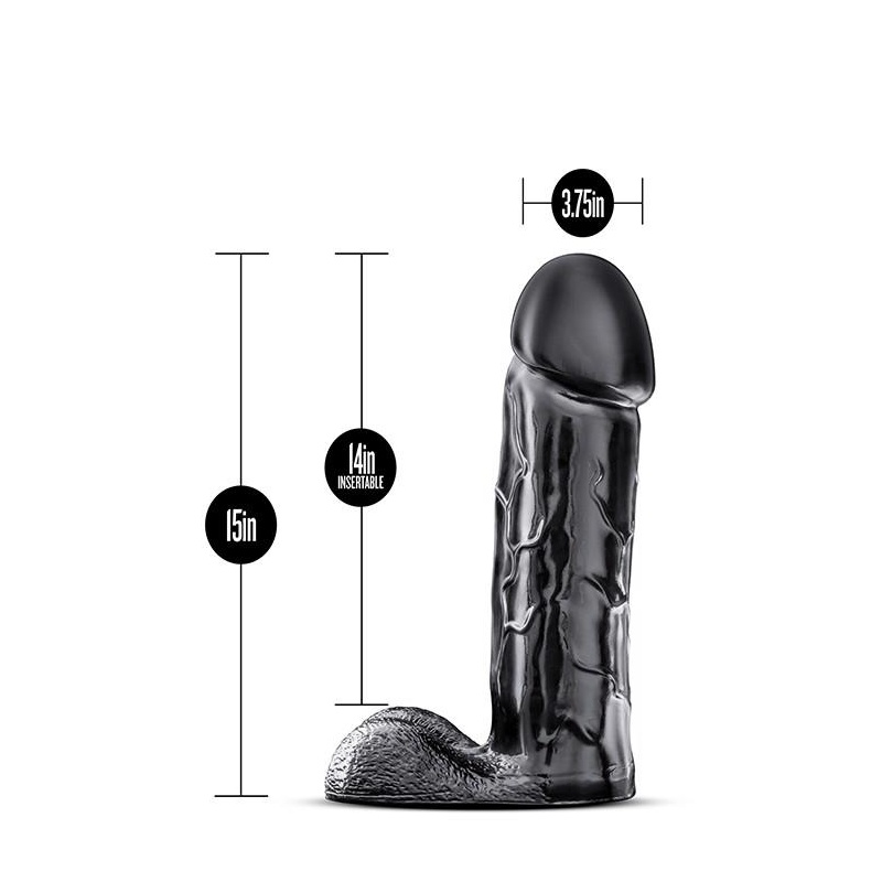 Brutalizer Black - realistyczne dildo z bezporowatego PVC, średnica 9,5 cm, długość całkowita 38,1 cm - 3