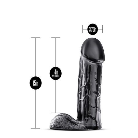 Brutalizer Black - realistyczne dildo z bezporowatego PVC, średnica 9,5 cm, długość całkowita 38,1 cm - 3