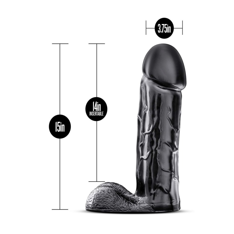 Brutalizer Black - realistyczne dildo z bezporowatego PVC, średnica 9,5 cm, długość całkowita 38,1 cm - 4