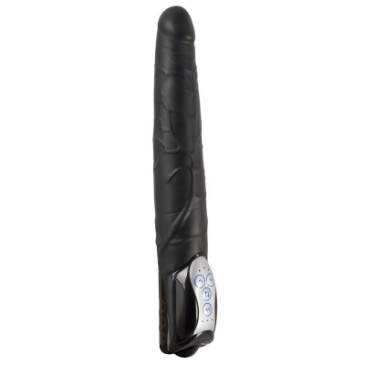 Wibrator Push Thrusting Black — mechanizm posuwisto-zwrotny, żyłkowana powierzchnia, TPE/ABS, 27,7 cm - 1 2