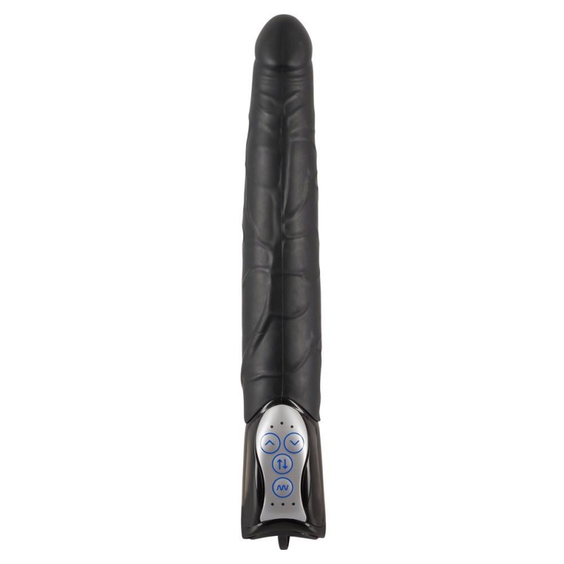 Wibrator Push Thrusting Black — mechanizm posuwisto-zwrotny, żyłkowana powierzchnia, TPE/ABS, 27,7 cm - 3