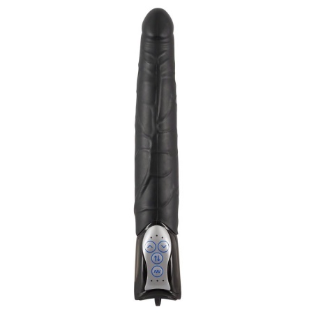 Wibrator Push Thrusting Black — mechanizm posuwisto-zwrotny, żyłkowana powierzchnia, TPE/ABS, 27,7 cm - 3