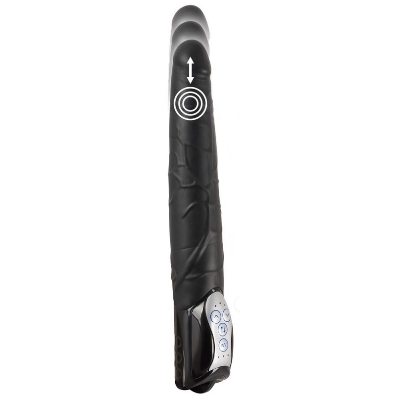 Wibrator Push Thrusting Black — mechanizm posuwisto-zwrotny, żyłkowana powierzchnia, TPE/ABS, 27,7 cm - 4