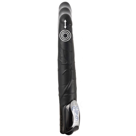 Wibrator Push Thrusting Black — mechanizm posuwisto-zwrotny, żyłkowana powierzchnia, TPE/ABS, 27,7 cm - 5