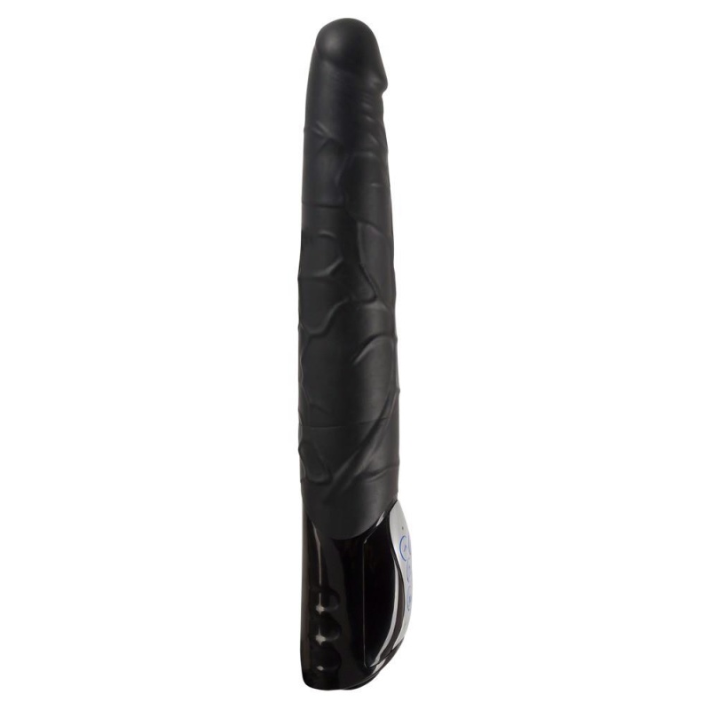 Wibrator Push Thrusting Black — mechanizm posuwisto-zwrotny, żyłkowana powierzchnia, TPE/ABS, 27,7 cm - 6