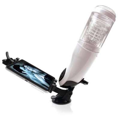 Masturbator automatyczny Mega-Bator Pussy White/Clear – rotacja i ruch pchający, długość 27,9 cm - 1 2