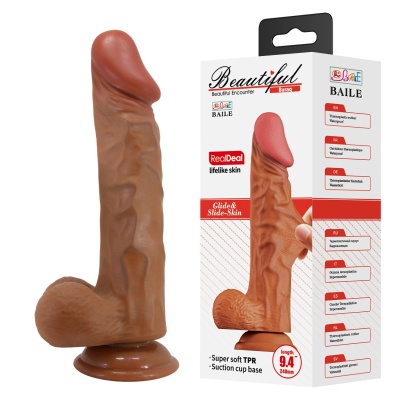 Realistyczne zakrzywione dildo BURAQ 23,9 cm z przyssawką - 1