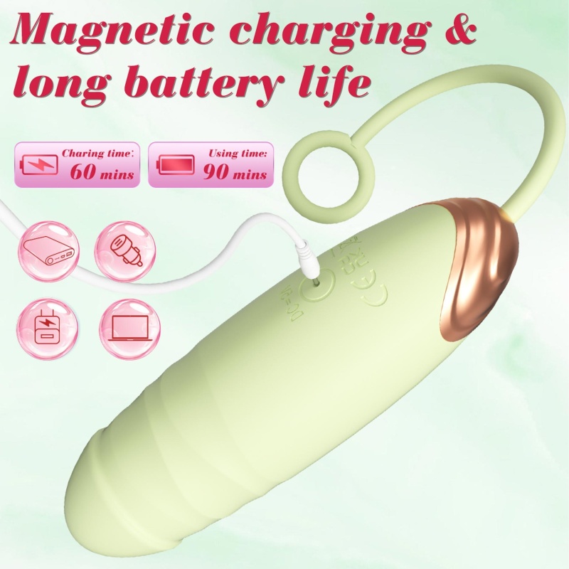Vibrating Silicone Love EGG USB 7 vibration and thrust functions / Remote control Green - 6
