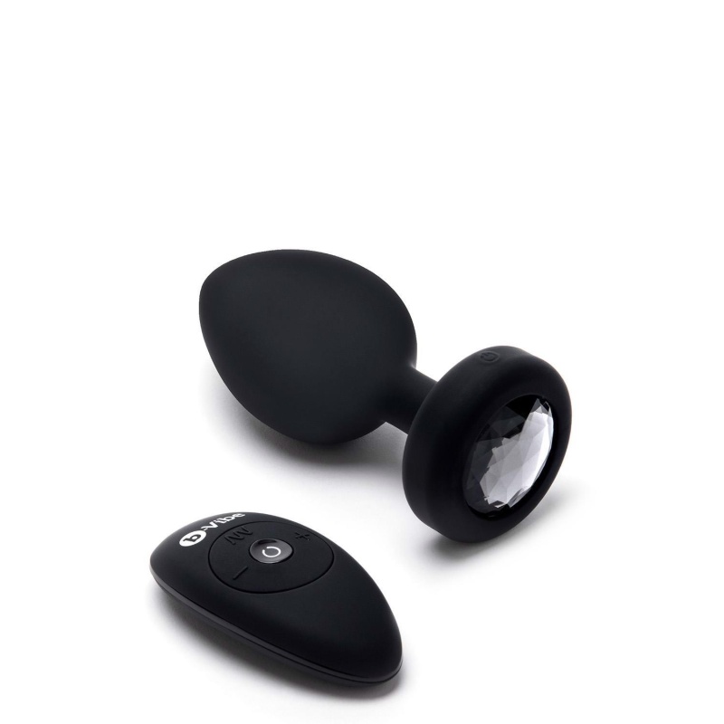 Korek analny wibrujący Jewel Plug XXL z pilotem - bezszwowy silikon medyczny, wkładka 9,85 cm, średnica 5 cm - 4
