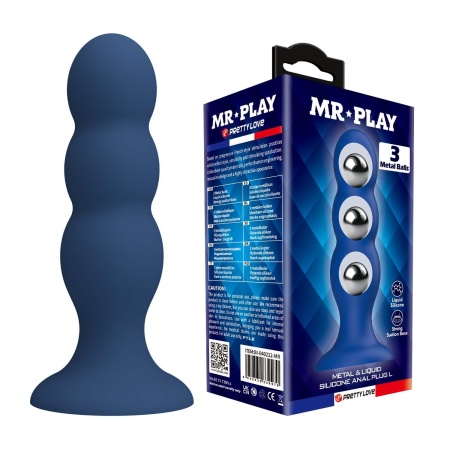 Korek analny Metal & Liquid Silicone z 3 metalowymi kulkami, 15 cm - 1