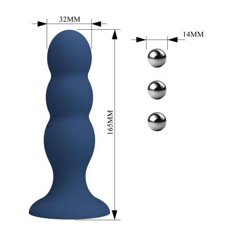 Korek analny Metal & Liquid Silicone z 3 metalowymi kulkami, 15 cm - 5
