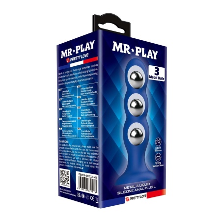 Korek analny Metal & Liquid Silicone z 3 metalowymi kulkami, 15 cm - 6