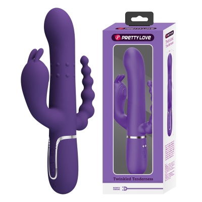 Cammy Dark Purple - wibrator króliczek 4-in-1: stymulacja pochwowa, łechtaczkowa i analna (7 funkcji wibracji, 4 programy rotacj - 1