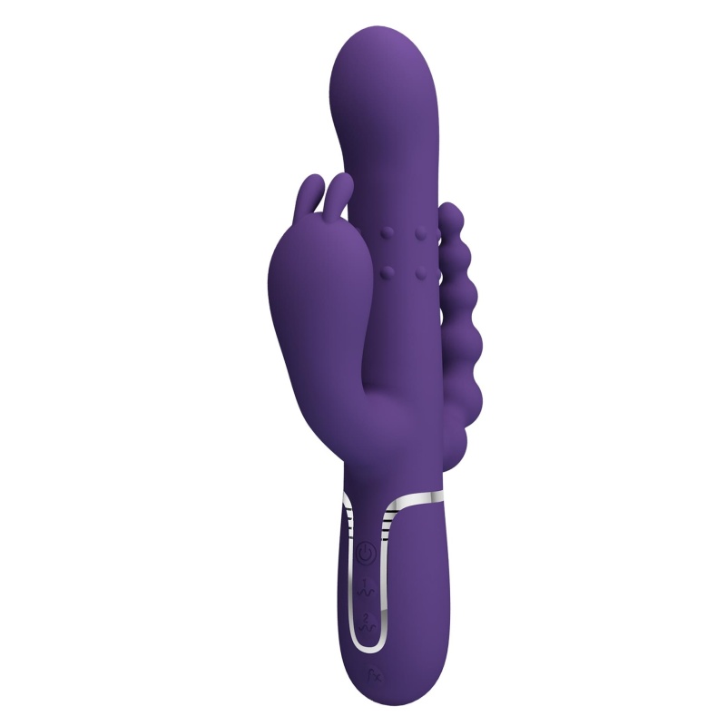 Cammy Dark Purple - wibrator króliczek 4-in-1: stymulacja pochwowa, łechtaczkowa i analna (7 funkcji wibracji, 4 programy rotacj - 3