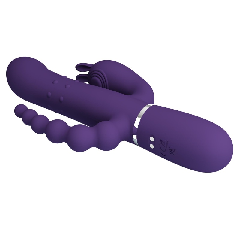 Cammy Dark Purple - wibrator króliczek 4-in-1: stymulacja pochwowa, łechtaczkowa i analna (7 funkcji wibracji, 4 programy rotacj - 7