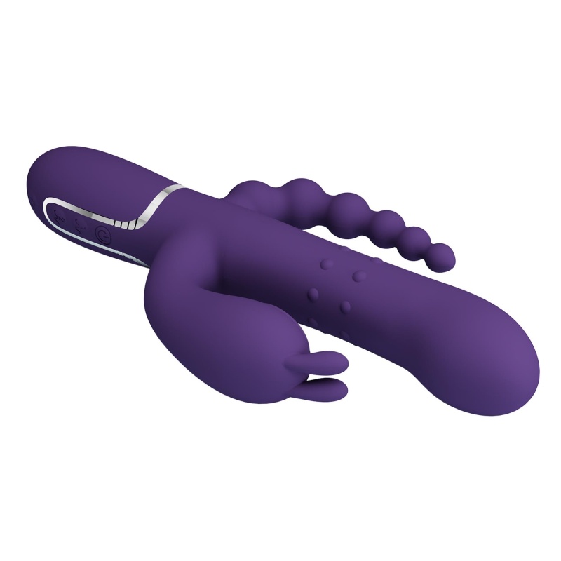 Cammy Dark Purple - wibrator króliczek 4-in-1: stymulacja pochwowa, łechtaczkowa i analna (7 funkcji wibracji, 4 programy rotacj - 8