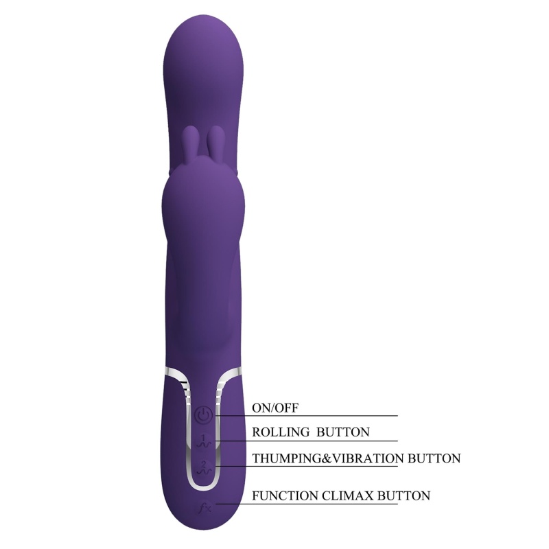 Cammy Dark Purple - wibrator króliczek 4-in-1: stymulacja pochwowa, łechtaczkowa i analna (7 funkcji wibracji, 4 programy rotacj - 10