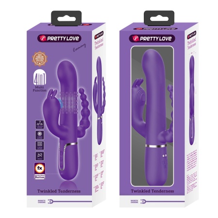 Cammy Dark Purple - wibrator króliczek 4-in-1: stymulacja pochwowa, łechtaczkowa i analna (7 funkcji wibracji, 4 programy rotacj - 12