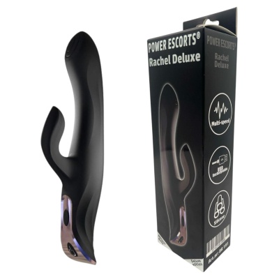 Wibrator z króliczkiem Rachel Deluxe Multi-Speed 23 cm – czarny - 1 2