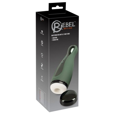 Masturbator Rebel 2 Functions – ssanie i wibracje, wbudowany akumulator USB, długość 25,8 cm, głębokość 14 cm - 1