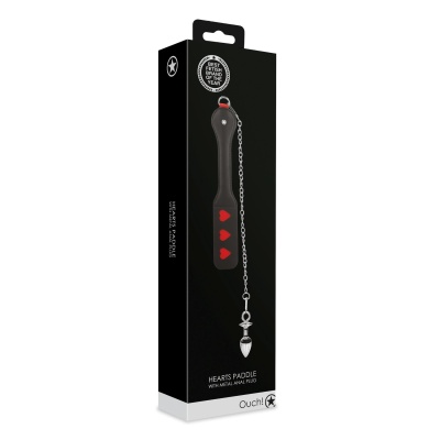 Hearts Paddle with Metal Anal Plug - 1 2