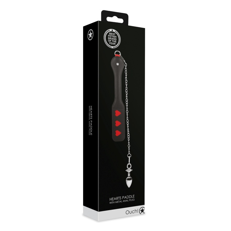 Hearts Paddle with Metal Anal Plug - 2