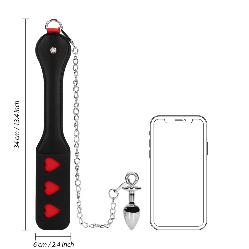 Hearts Paddle with Metal Anal Plug - 11