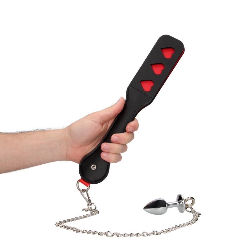 Hearts Paddle with Metal Anal Plug - 12
