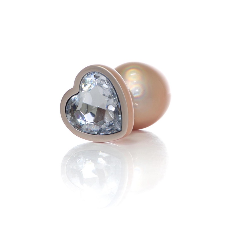 Plug-Jewellery Pearl Gold Heart PLUG- Clear L - 4