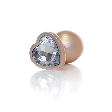 Plug-Jewellery Pearl Gold Heart PLUG- Clear L - 4
