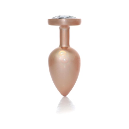 Plug-Jewellery Pearl Gold Heart PLUG- Clear L - 5