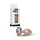 Plug-Jewellery Pearl Gold Heart PLUG- Clear L - 8