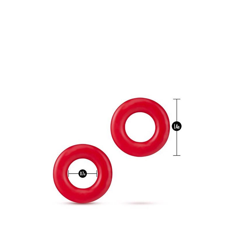 Pierścienie erekcyjne Stay Hard Donut Rings Red - zestaw 2 szt. z elastomeru TPE, średnica wewnętrzna 1,7 cm - 4