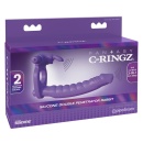 Silikonowy pierścień 3w1 Double Penetrator z dildo analnym i stymulatorem króliczka, 19,5 cm - 1