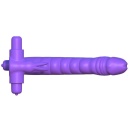 Silikonowy pierścień 3w1 Double Penetrator z dildo analnym i stymulatorem króliczka, 19,5 cm - 4