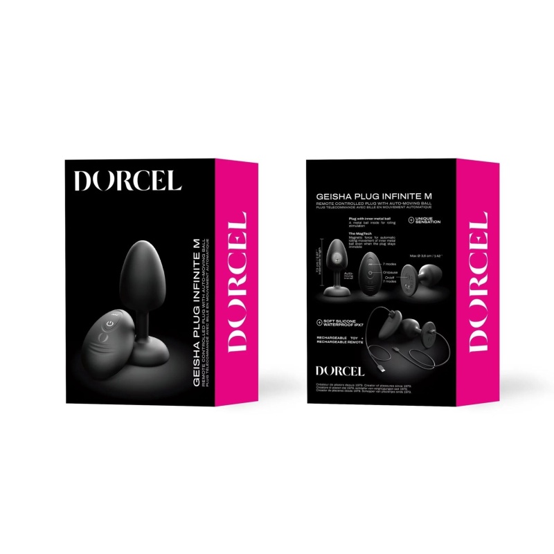 Korek analny DORCEL Geisha Plug Infinite M z obrotową kulką magnetyczną, długość użytkowa 7,3 cm - 6