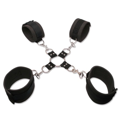 Zestaw do Bondage Extreme Hog-Tie Kit z 4 Regulowanymi Mankietami na Rzepy i Metalowym Karabińczykiem - 1 2