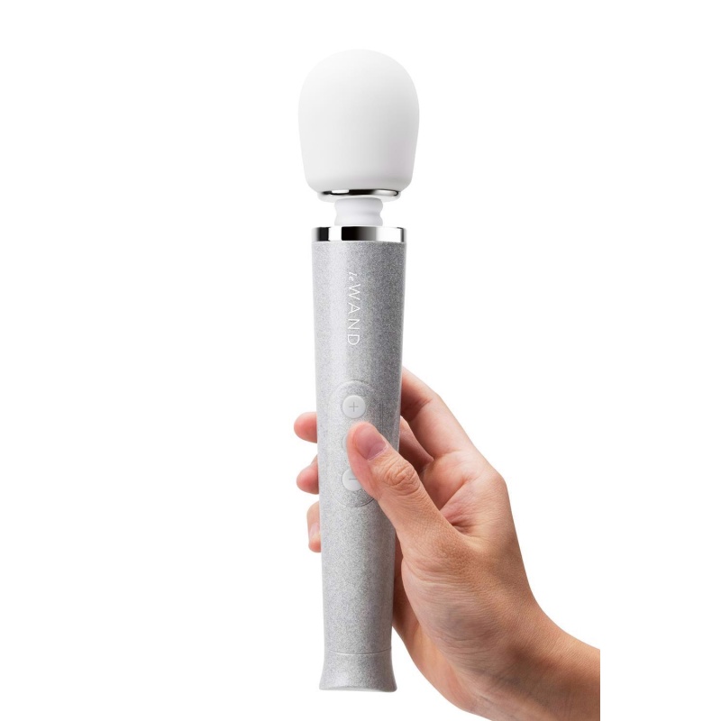 Wibrator typu różdżka Le Wand All That Glimmers Set White - elastyczne połączenie głowicy, 10 prędkości, długość 25,4 cm, średni - 2