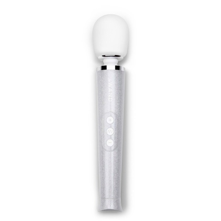 Wibrator typu różdżka Le Wand All That Glimmers Set White - elastyczne połączenie głowicy, 10 prędkości, długość 25,4 cm, średni - 3