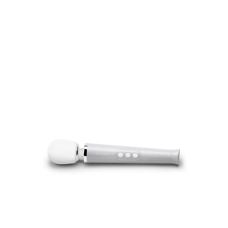 Wibrator typu różdżka Le Wand All That Glimmers Set White - elastyczne połączenie głowicy, 10 prędkości, długość 25,4 cm, średni - 5