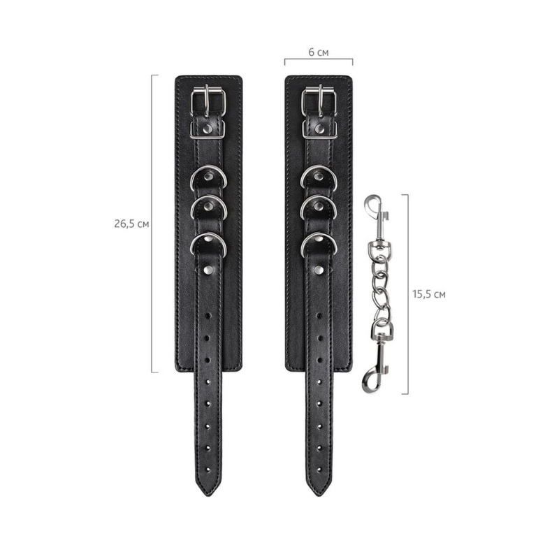 Anonymo handcuffs, PU leather, black, 26.5 cm - 6