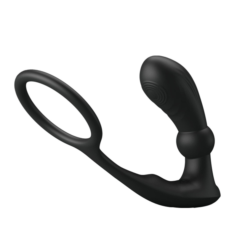 Pierścień na członka Warren Black z wtyczką analną - 12 trybów wibracji i pulsacji, 10,1 × 17 cm - 3