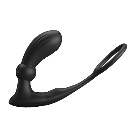 Pierścień na członka Warren Black z wtyczką analną - 12 trybów wibracji i pulsacji, 10,1 × 17 cm - 4